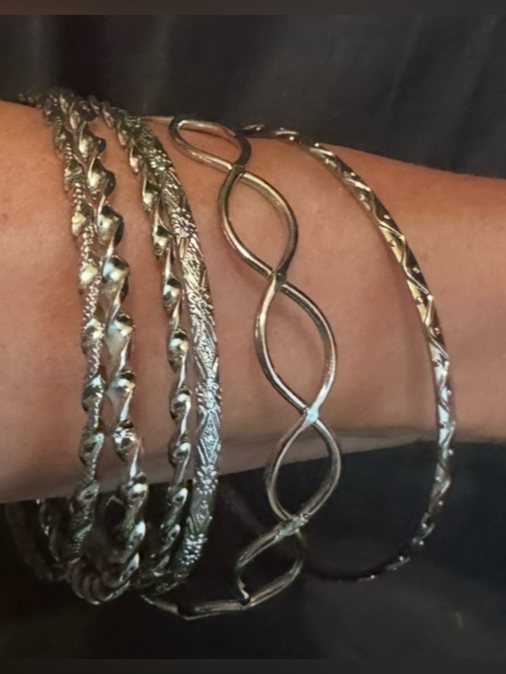 #JC68 Simple Silver Bangle Set of 6